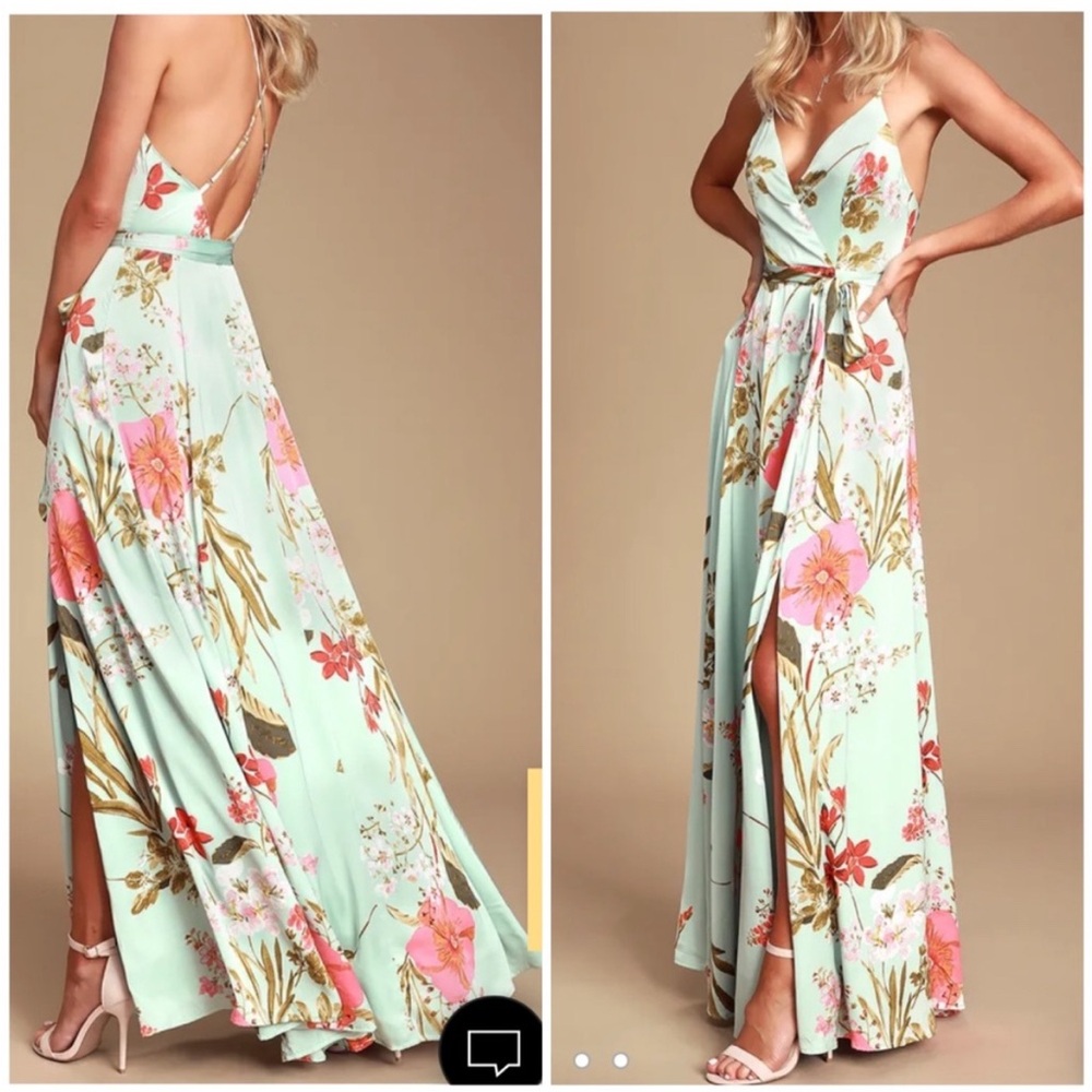 Floral Maxi Dress in Mint Green
